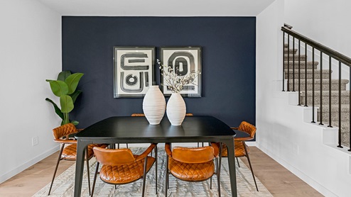 dining area with accent walls