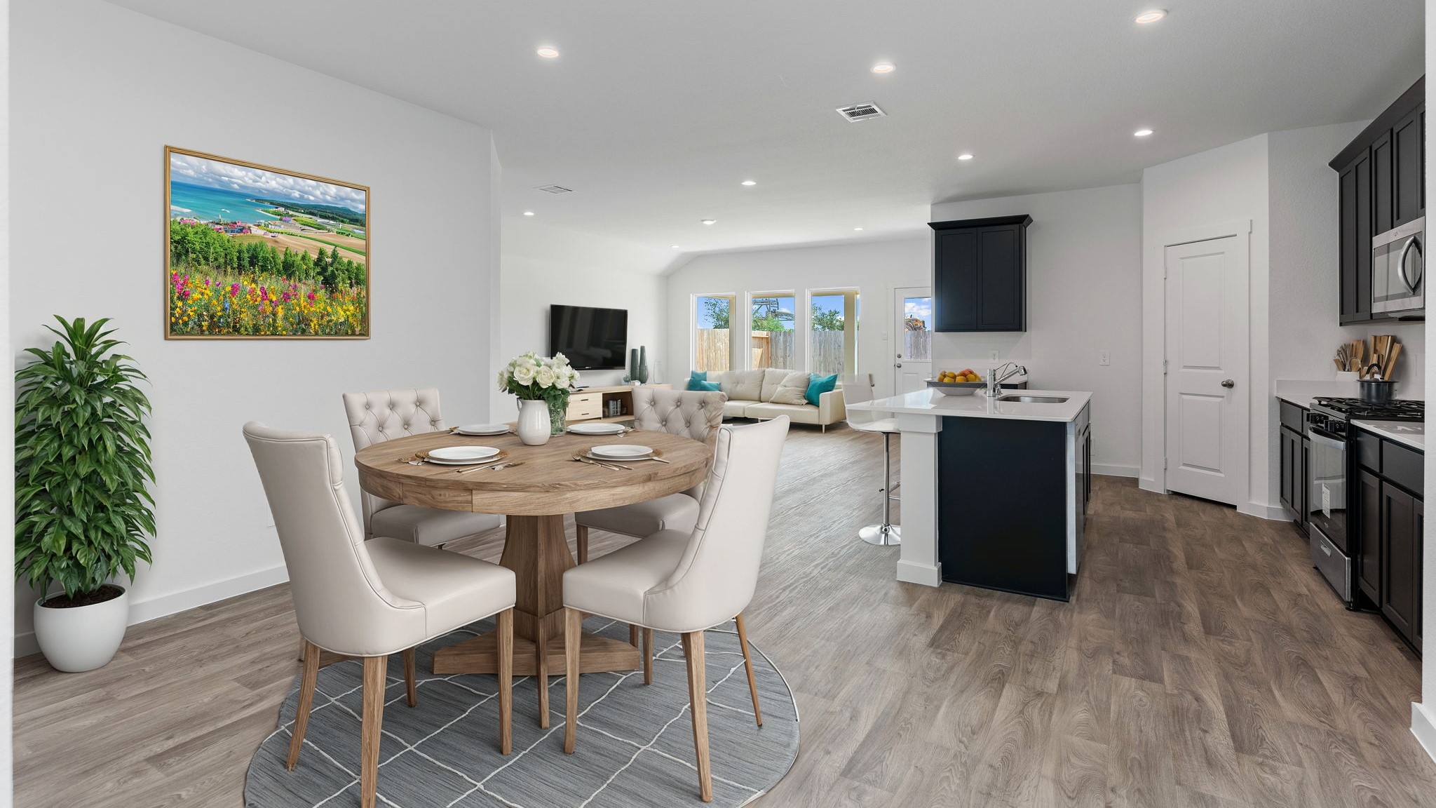 Open dining room space adjacent to kitchen