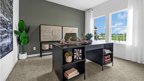 study room with two windows