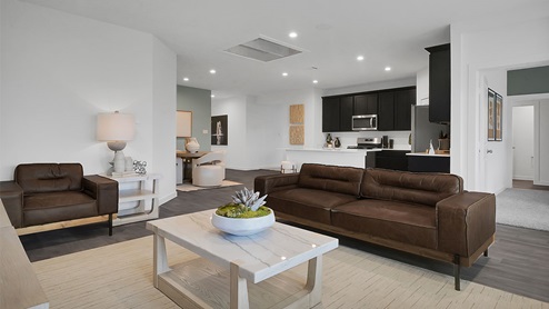 open concept living area with kitchen and natural lighting