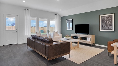 open living area with back patio door