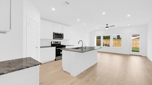 kitchen and living room