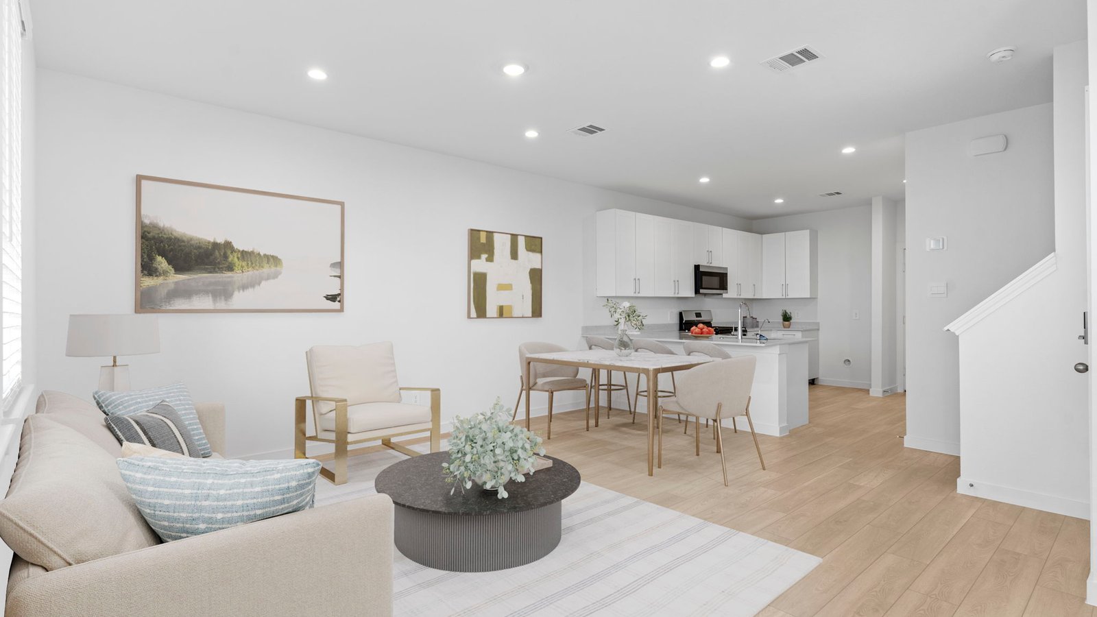 living area with kitchen view