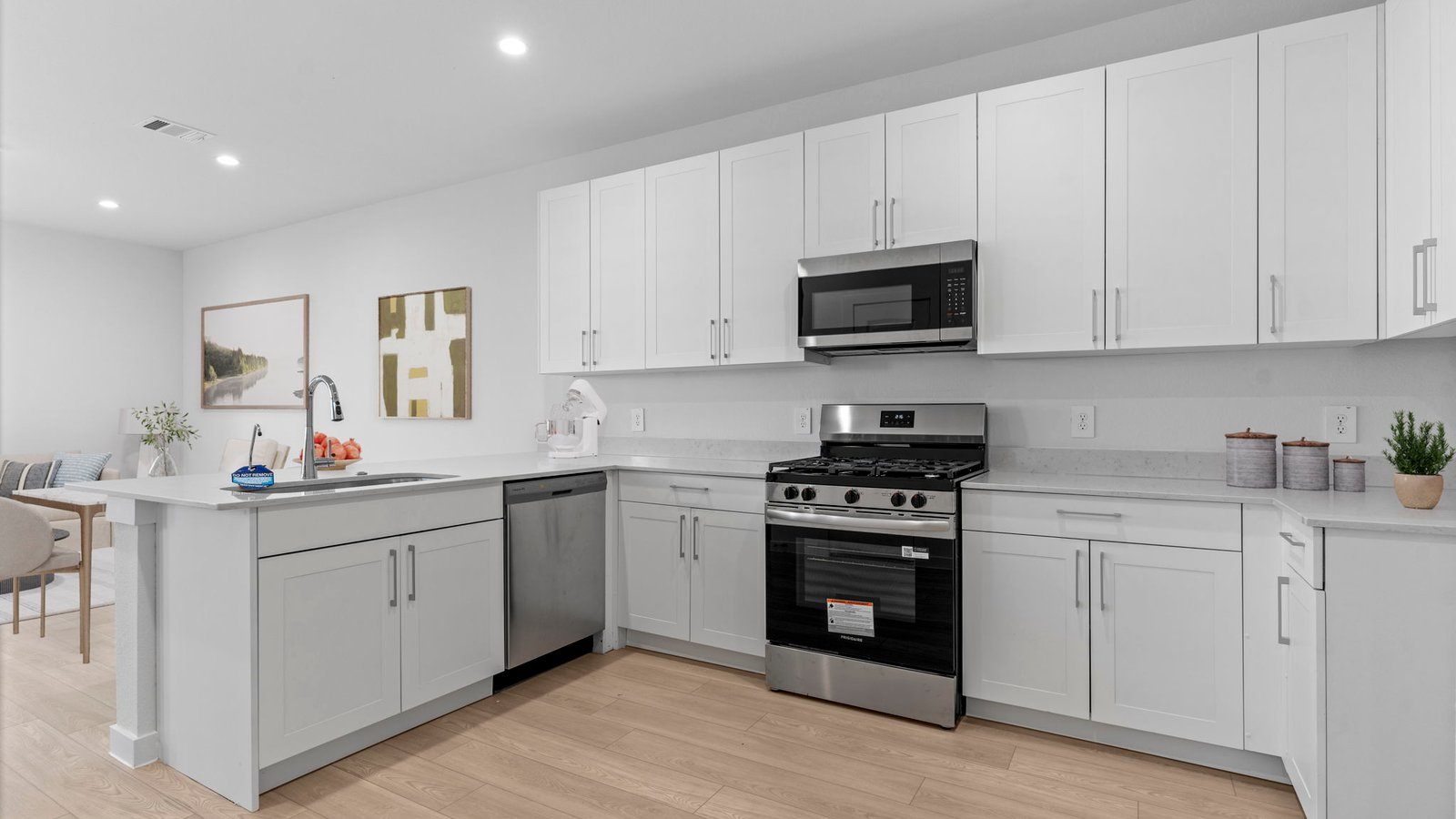 kitchen with white cabinets