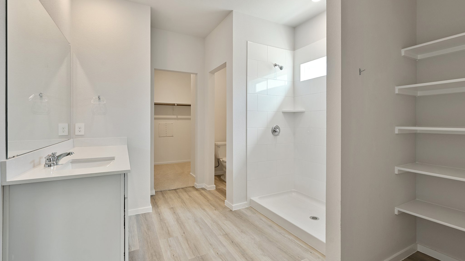 standing shower primary bathroom