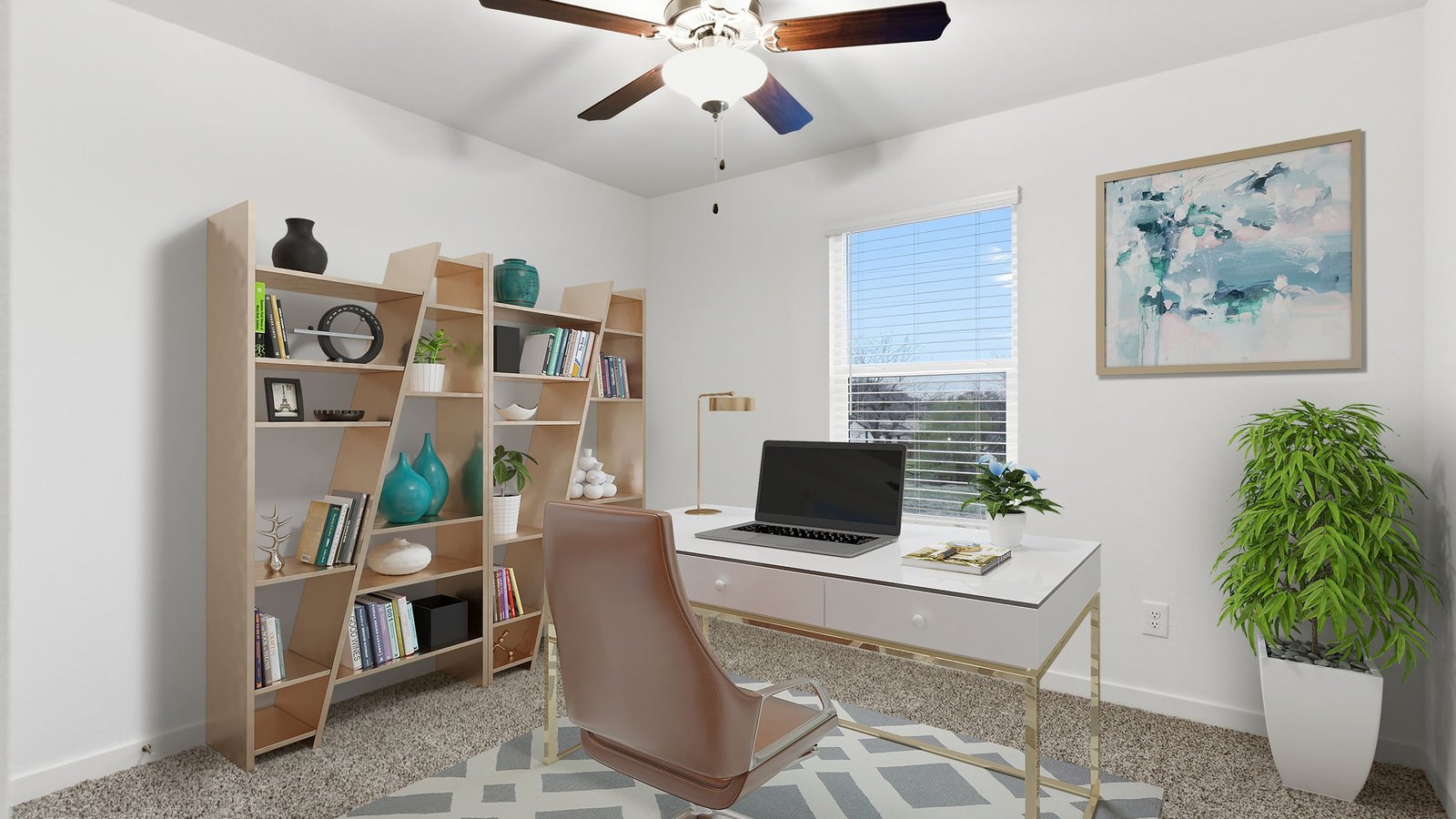 Office and front room space with private french doors