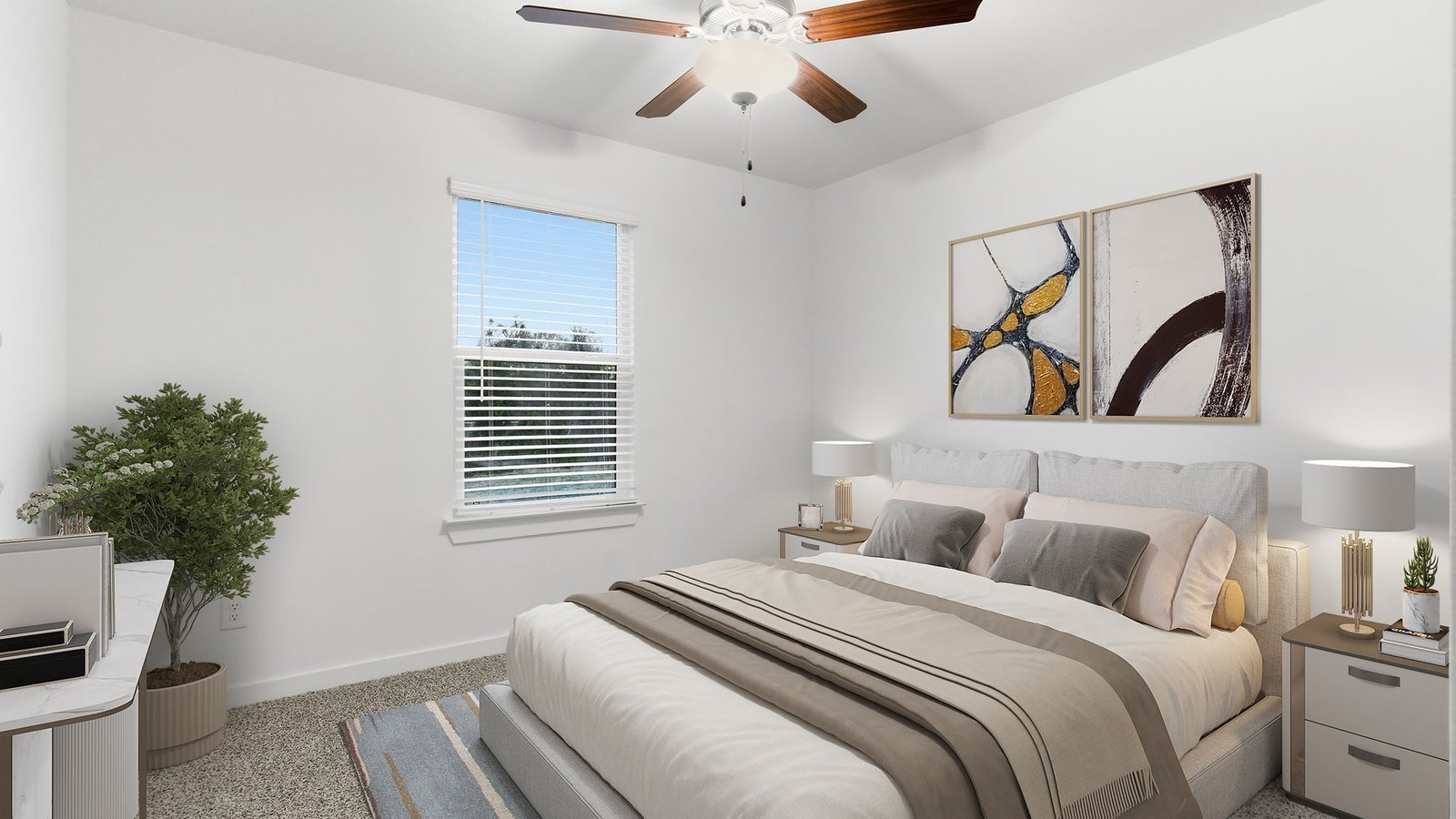 Guest bedroom 1 with front windows and ample natural light