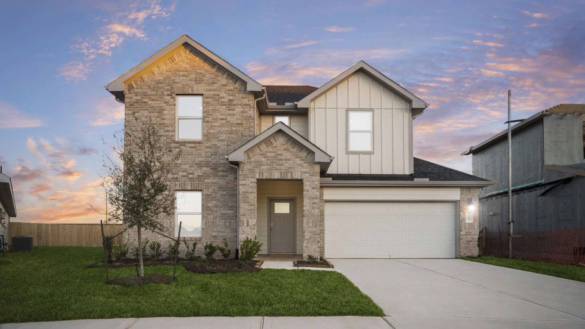 Modern two story home with two car garage
