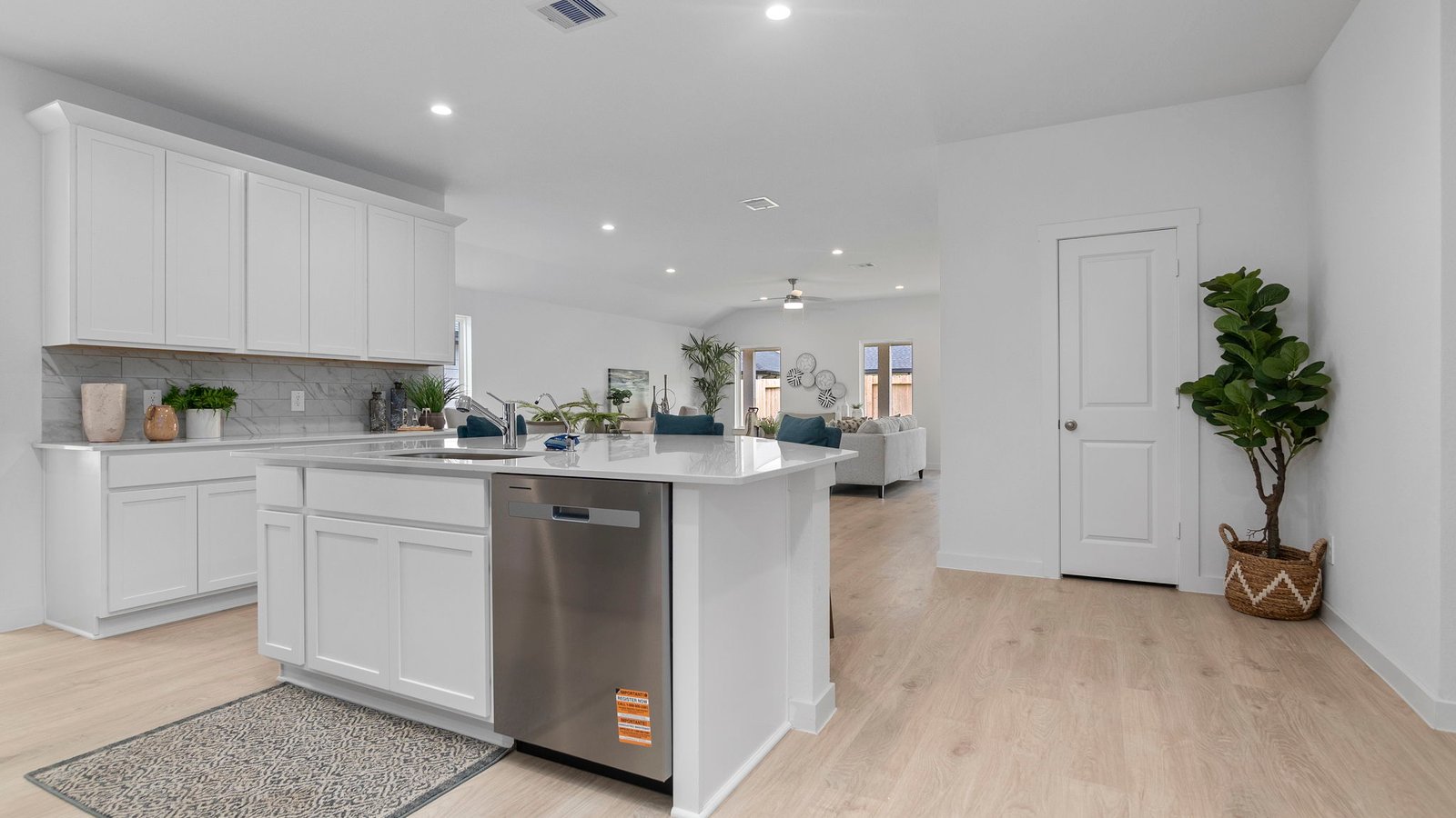 Spacious open kitchen overlooking family and living space