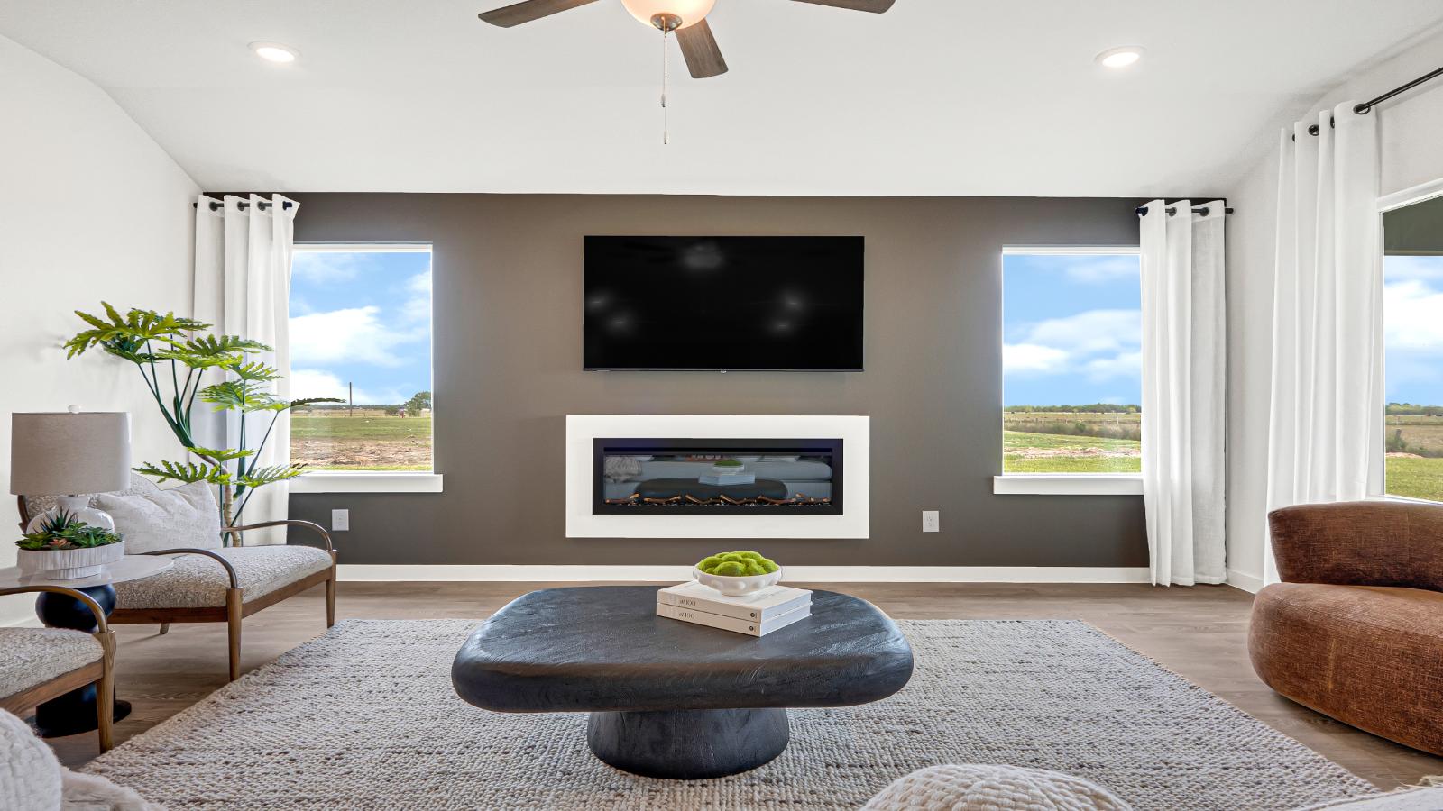 living area with fireplace
