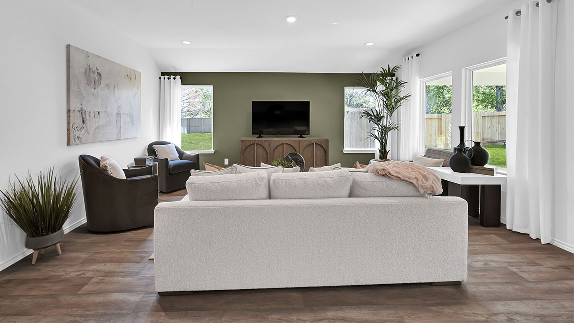 living area with windows