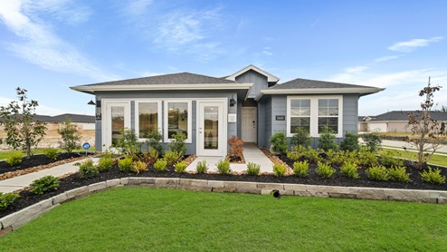 Reserve at Mallard Lakes model home exterior elevation front view with landscape