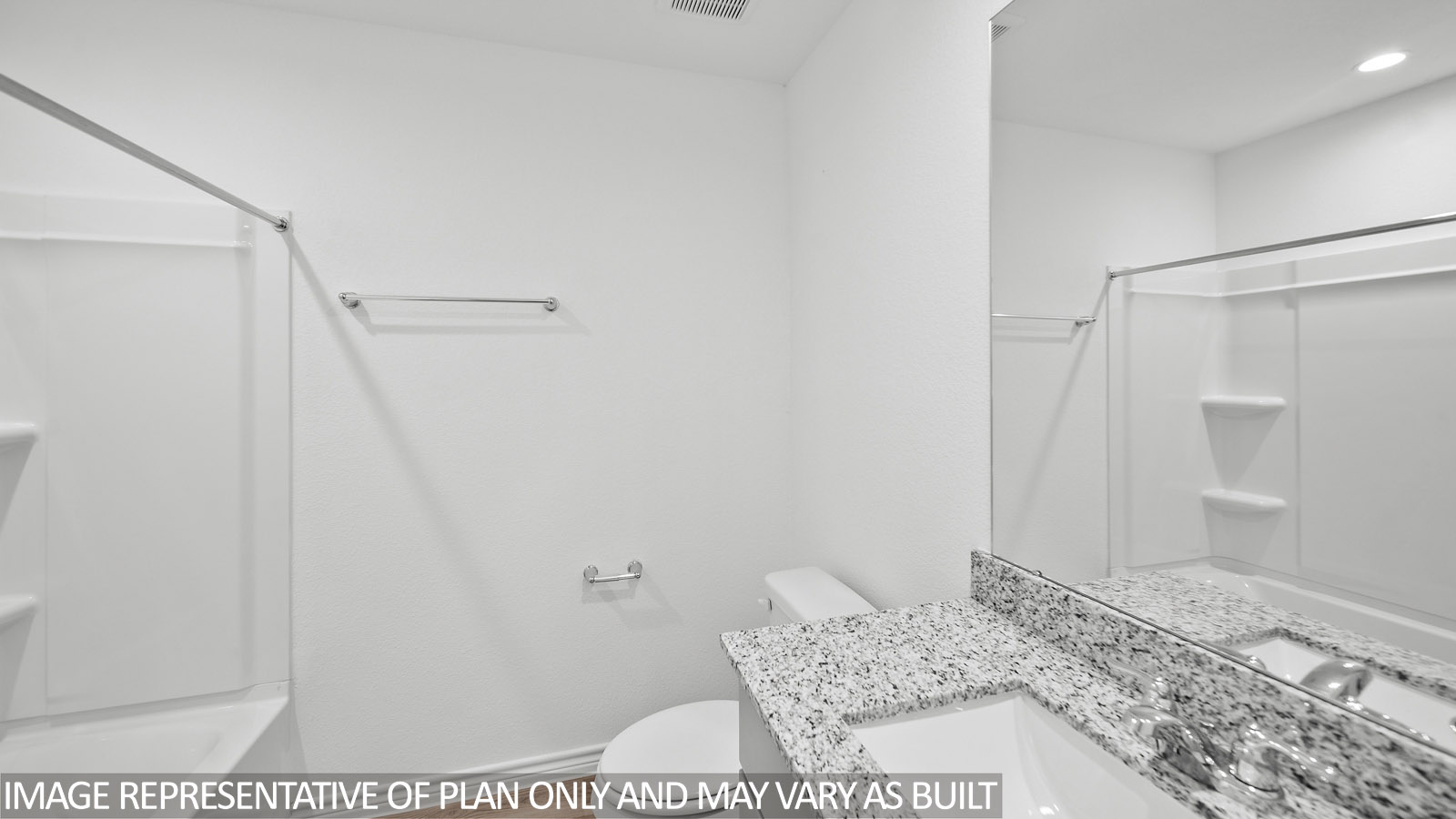 Gaven secondary bath with granite countertops.