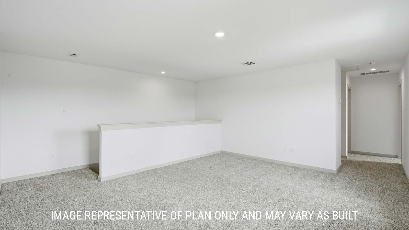 Mitchell game room with carpeted flooring and view of secondary bedrooms.