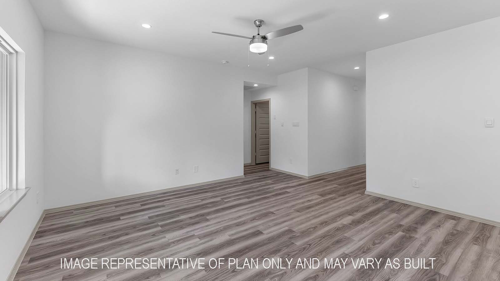 Bellvue living room open concept with view of hallway.