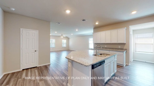 Kingston kitchen with view of front door.