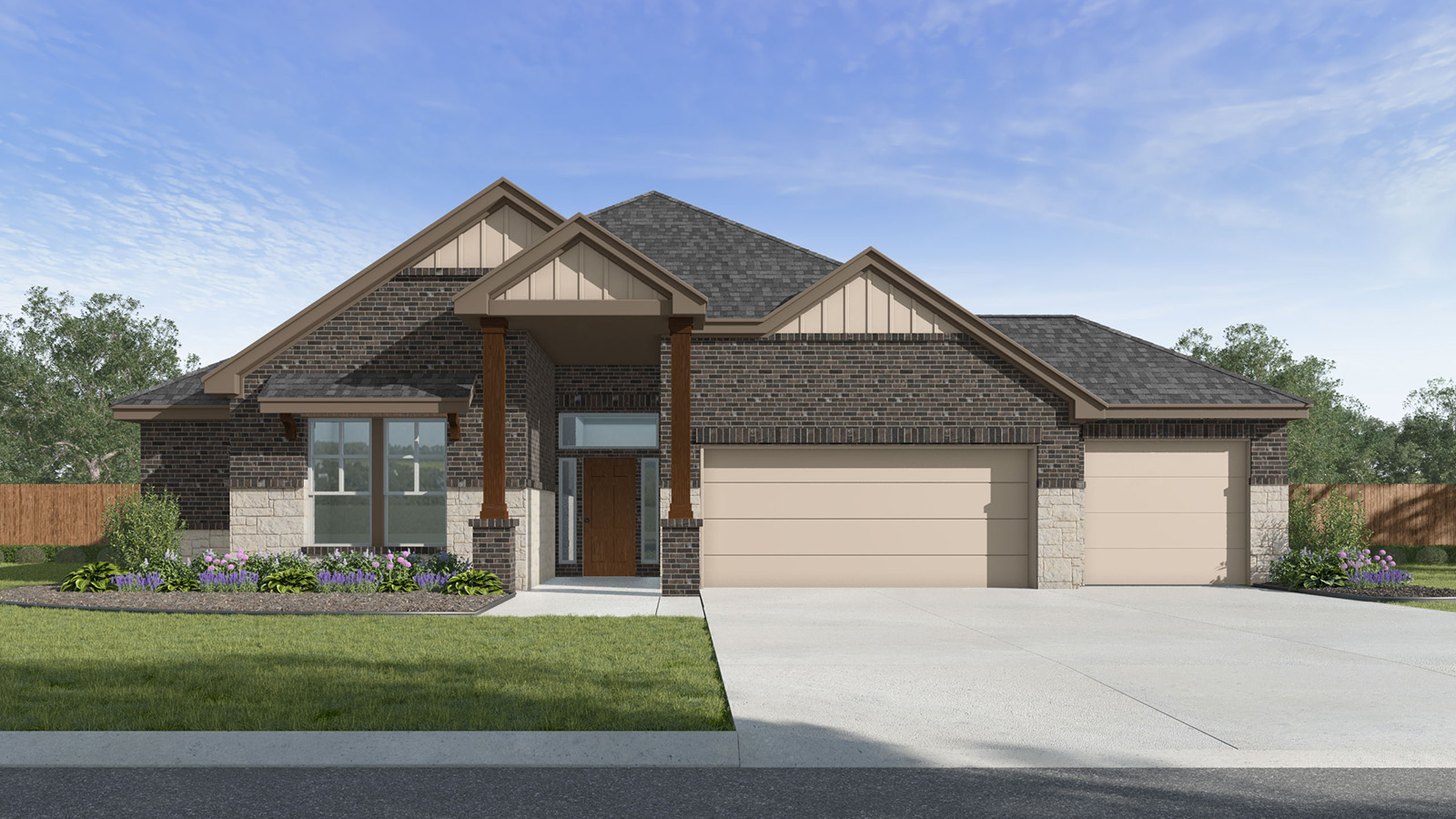 Aberdeen X Elevation 3 Car Garage.