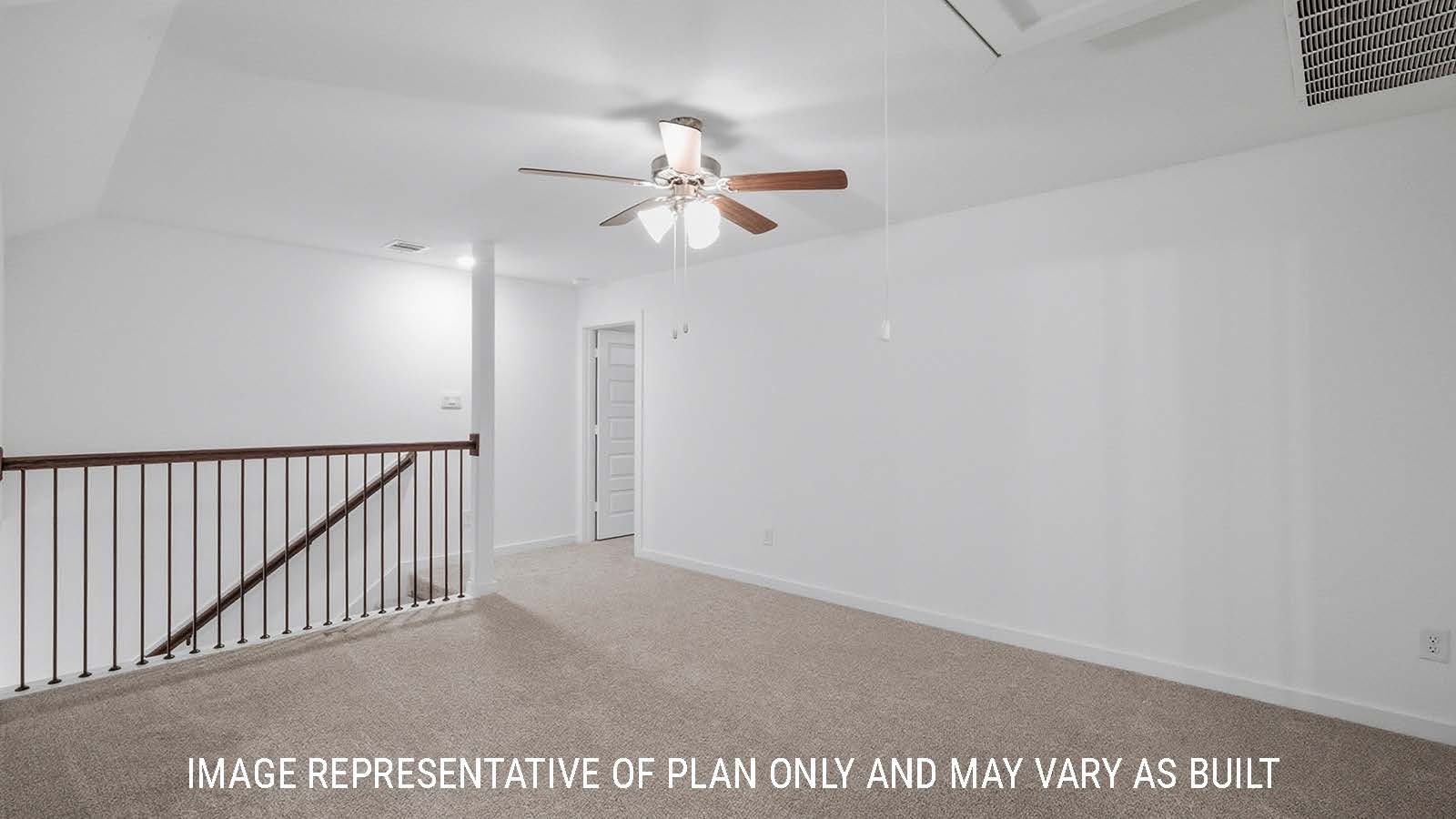 Newburgh game room with carpeted flooring and view of secondary bedroom.