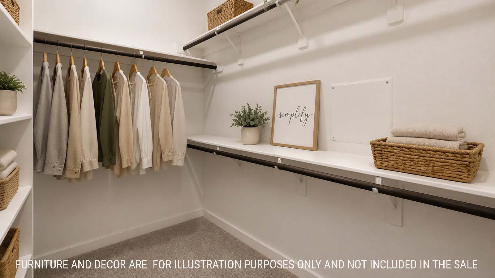 Newburgh primary bedroom closet with carpeted flooring and shelving for storage.