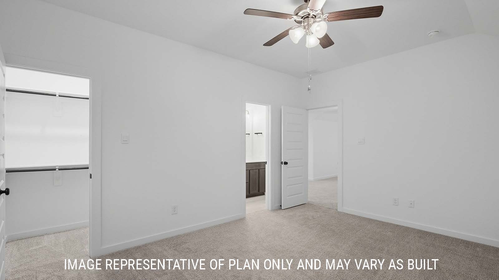 Newburgh primary bathroom with double vanity sink with dark cabinets and white countertops.