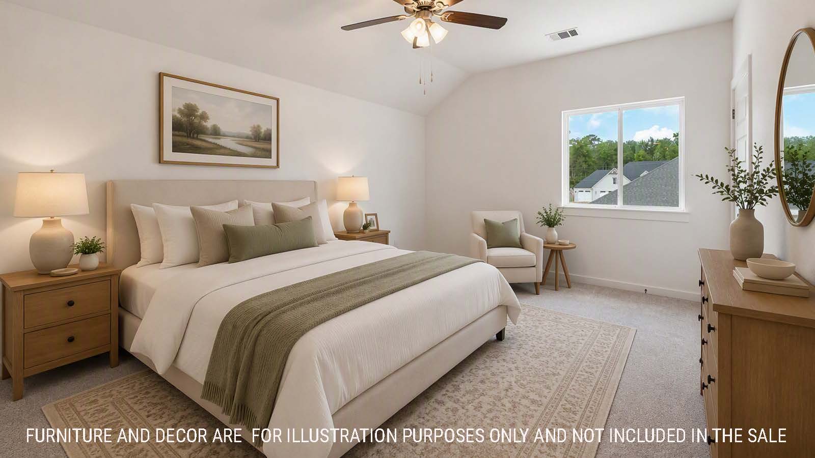 Newburgh secondary bedroom with carpeted flooring and windows for natural lighting.