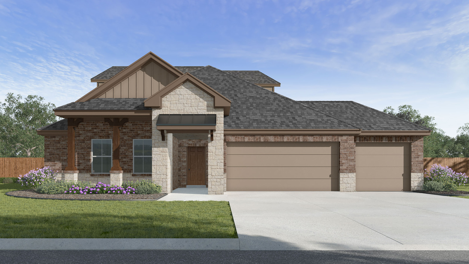 Newburgh Y Elevation 3 Car Garage.