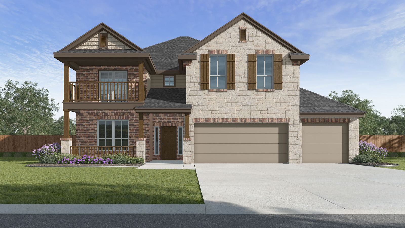 Woodsford Z Elevation 3 Car Garage.