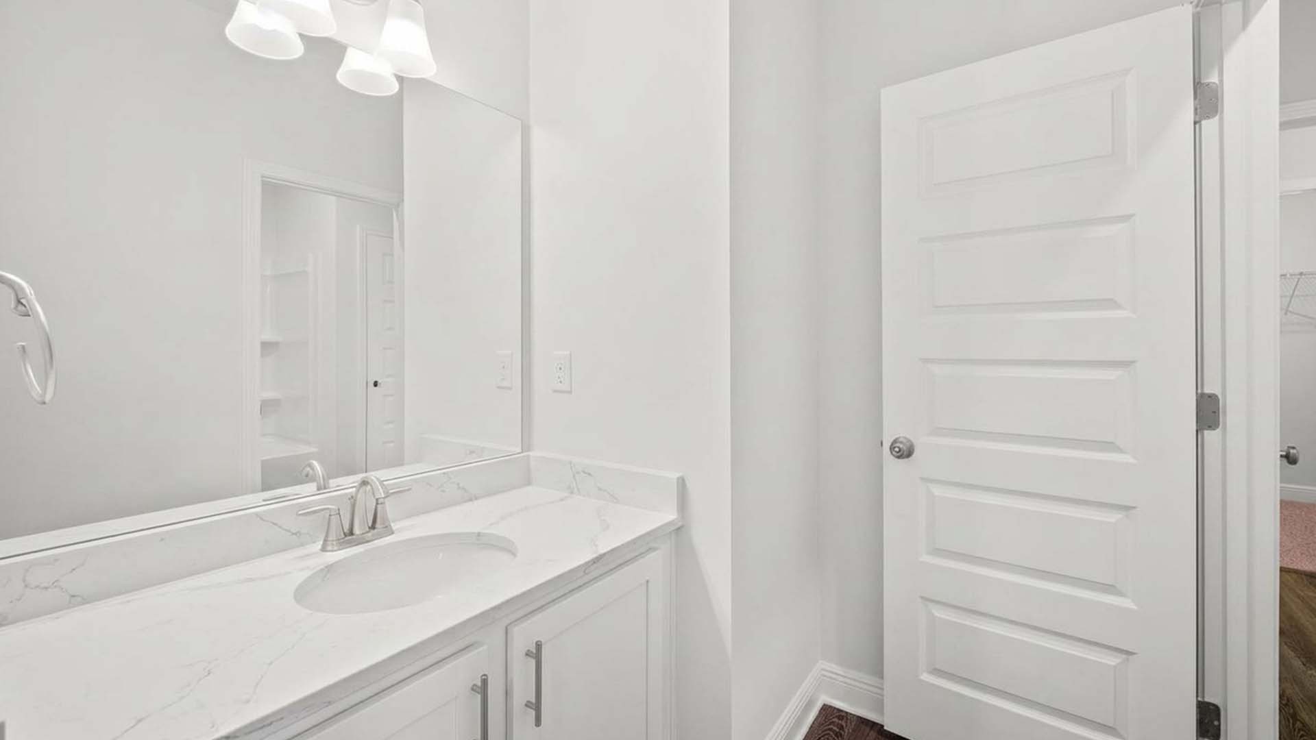 Full bathrooms have vanities and shower tub combos