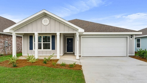 The Ryder floor plan at Owls Head Farms has four bedrooms and two full bathrooms and covered front patio