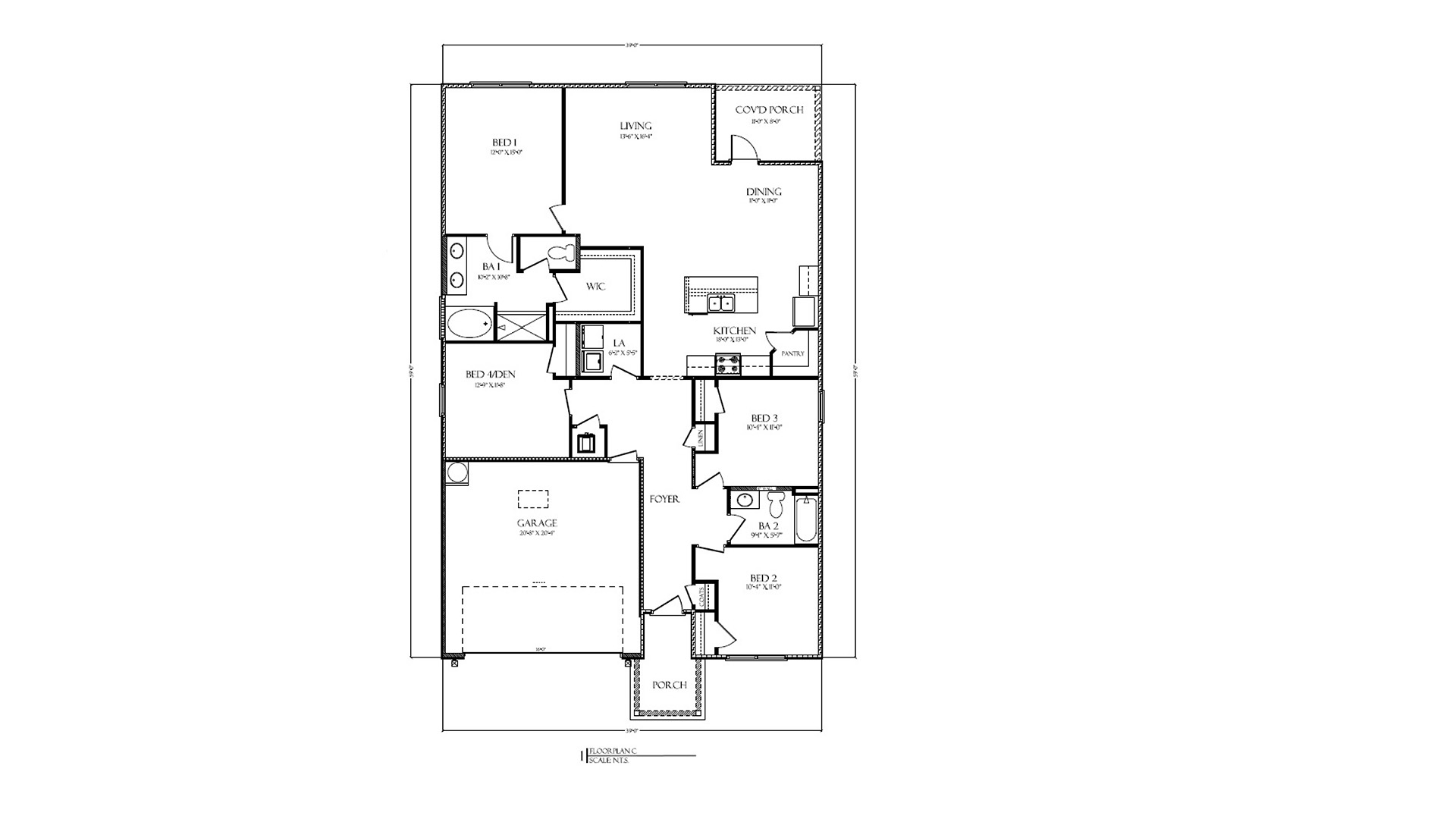 Cali C Floor Plan with covered entry