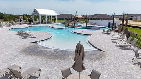 The Owls Head Farms amenity features a lagoon style pool