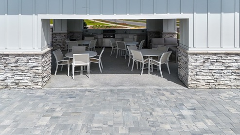 The onsite amenity features a covered outdoor kitchen and pavilion