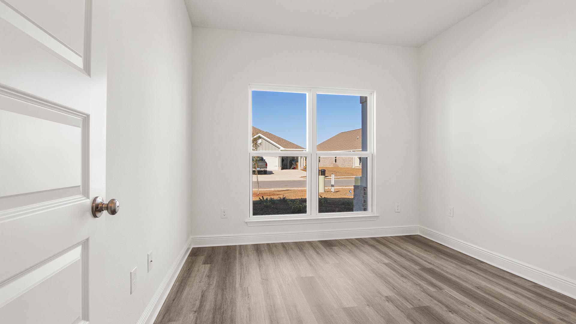 Bedroom two is at the front of the home