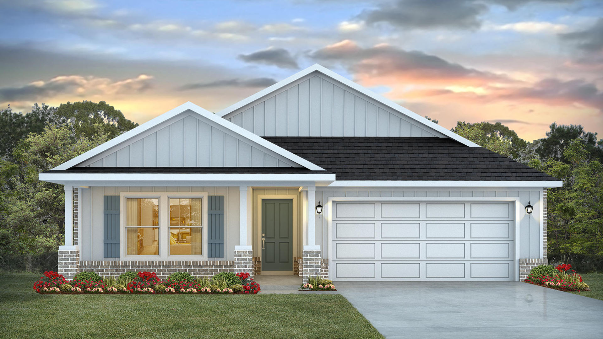 Owls Head Farms Riverside floor plan features five bedrooms and three full bathrooms with two car garage