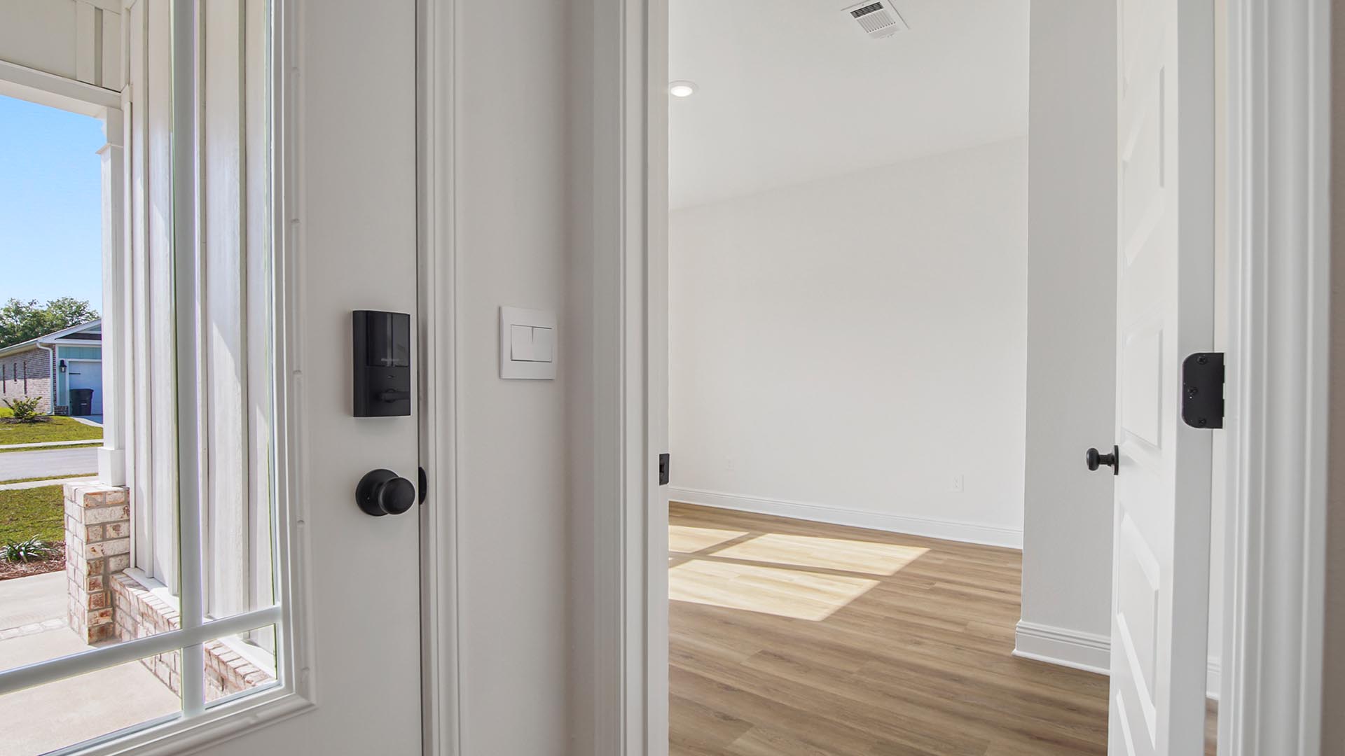 Bedroom two is located at the front of the house
