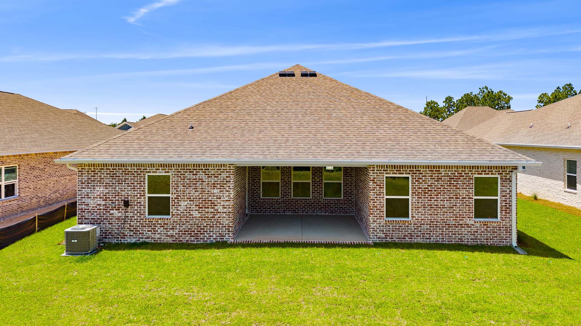 The Destin has a nice sized covered patio for a outdoor sitting or dining area