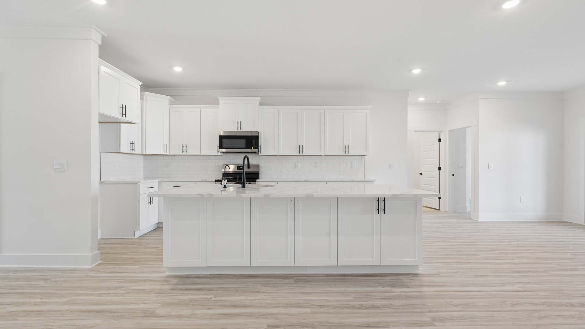 The kitchen island has space for bar seating
