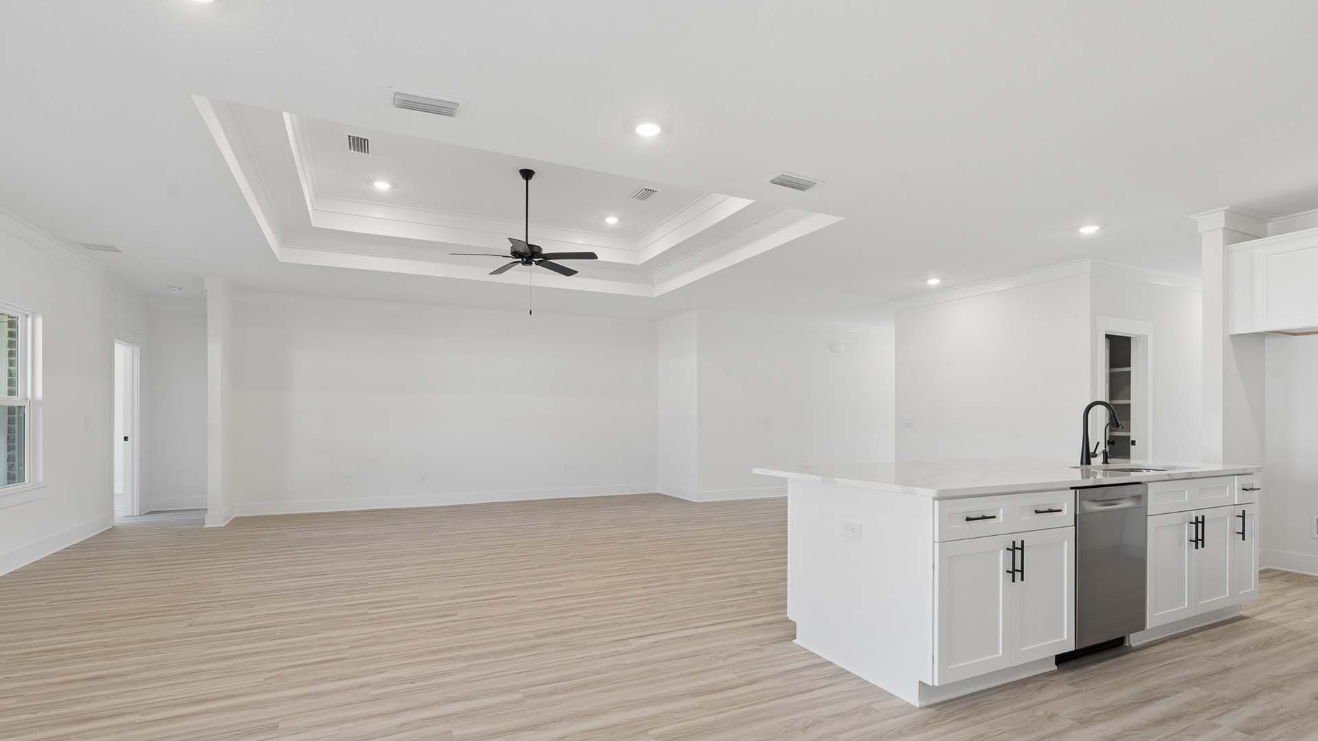A breakfast nook is adjacent to the kitchen