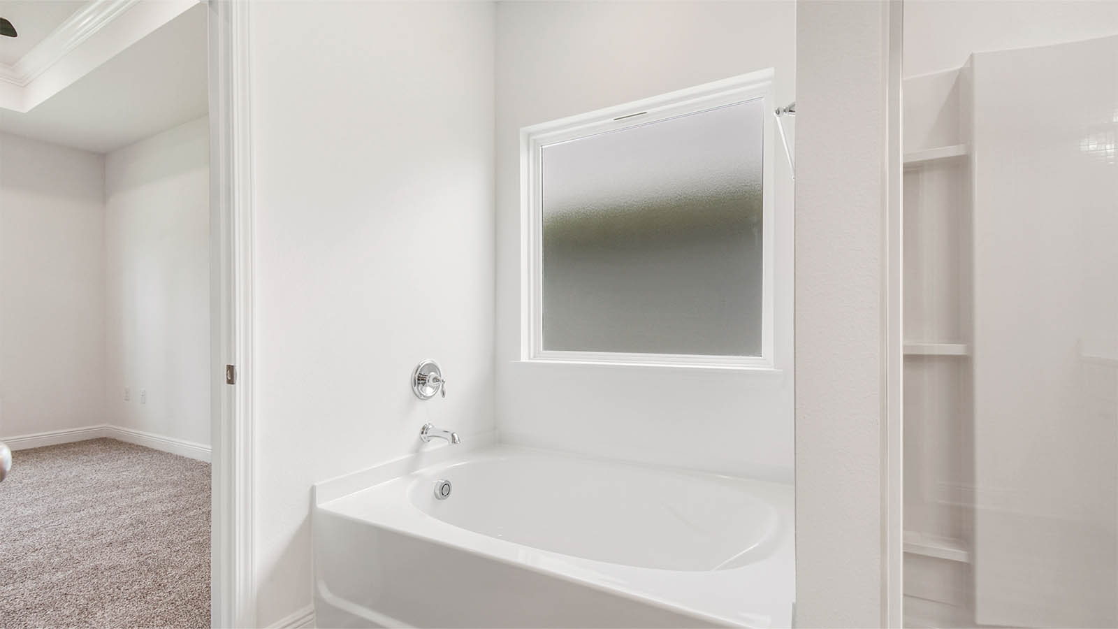 Large soak tub in the primary bathroom
