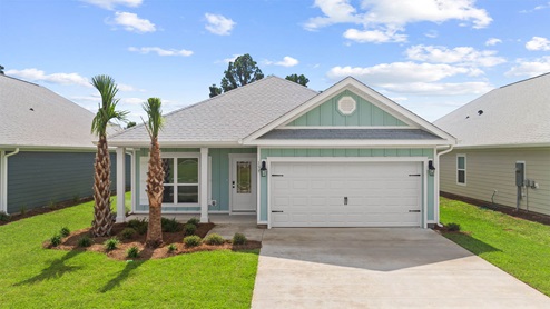 The Oakley at Caballeros Estates has three bedrooms and two bathrooms