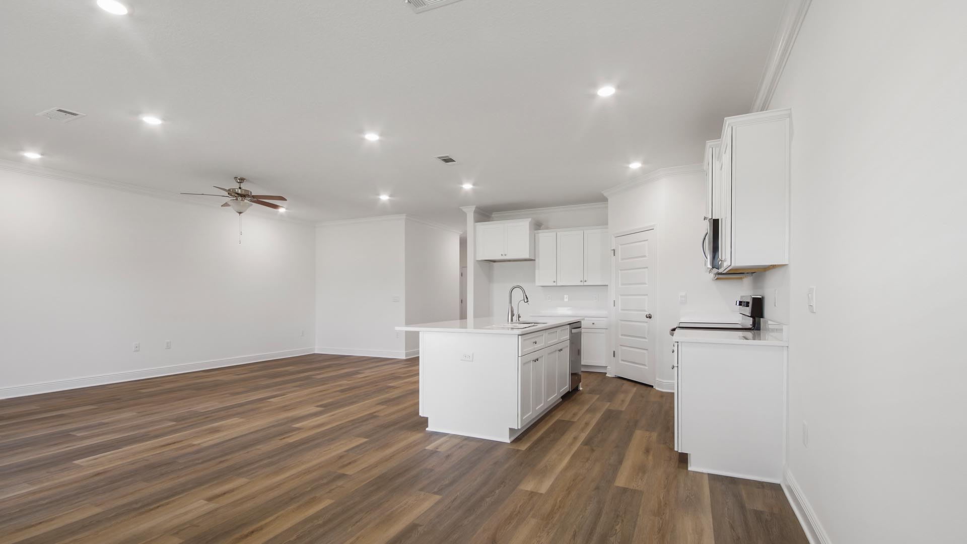 The dining area is open to the kitchen