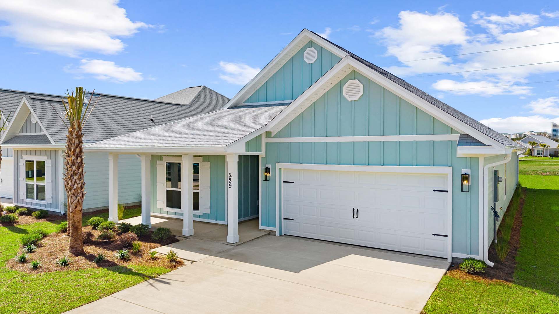 Covered front porch and a two car garage