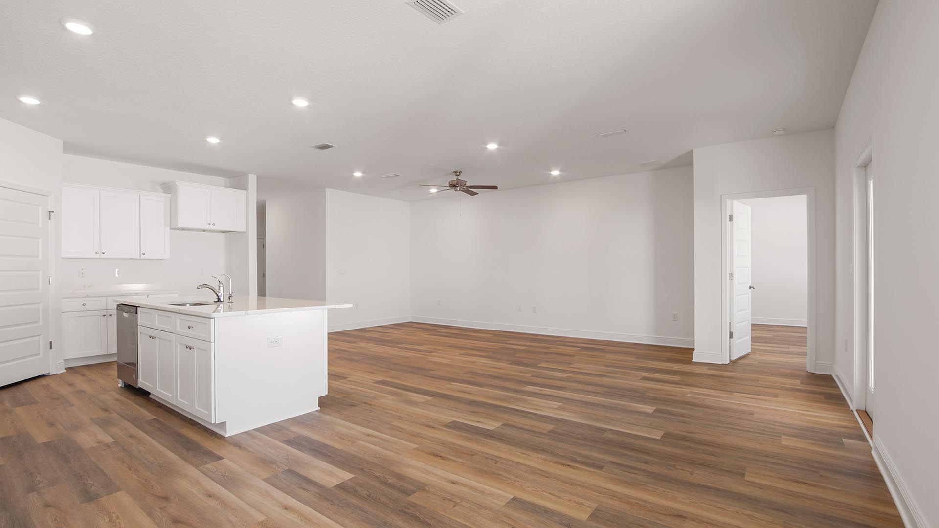 The open living area has EVP flooring