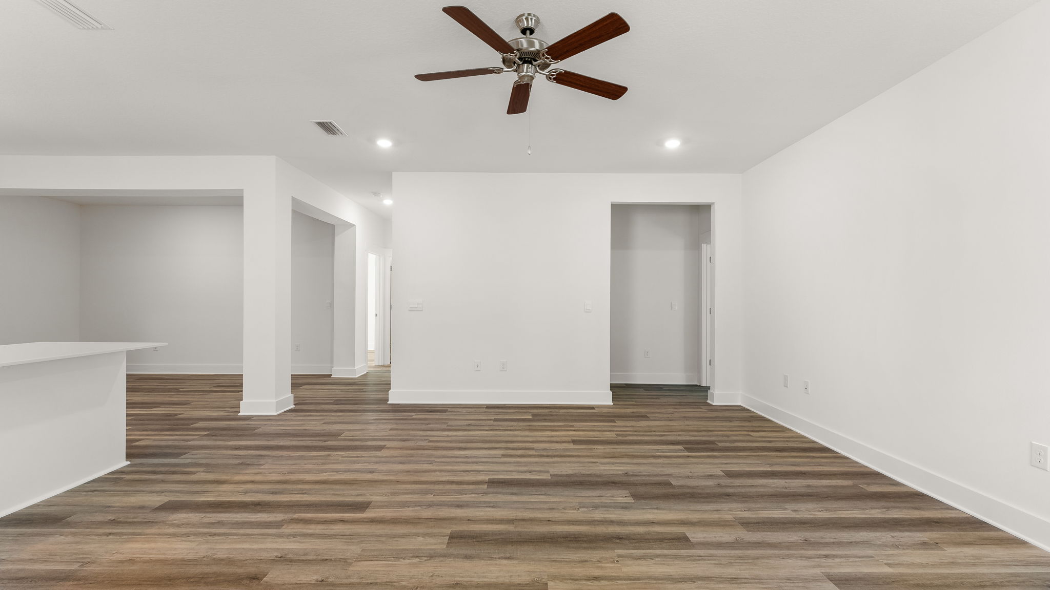 The open concept design allows for family and guests to interact comfortably