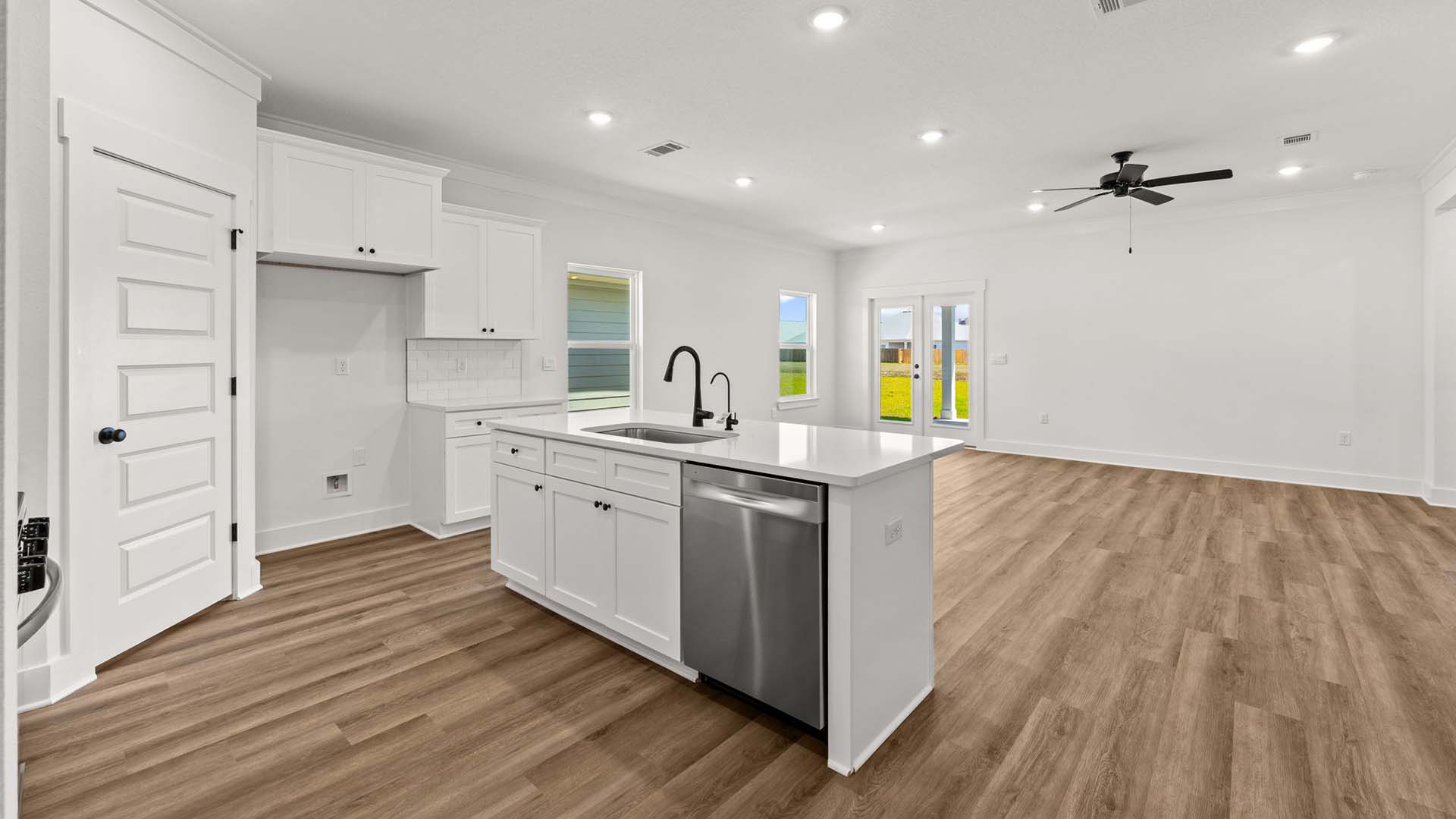 The kitchen is open to the living area