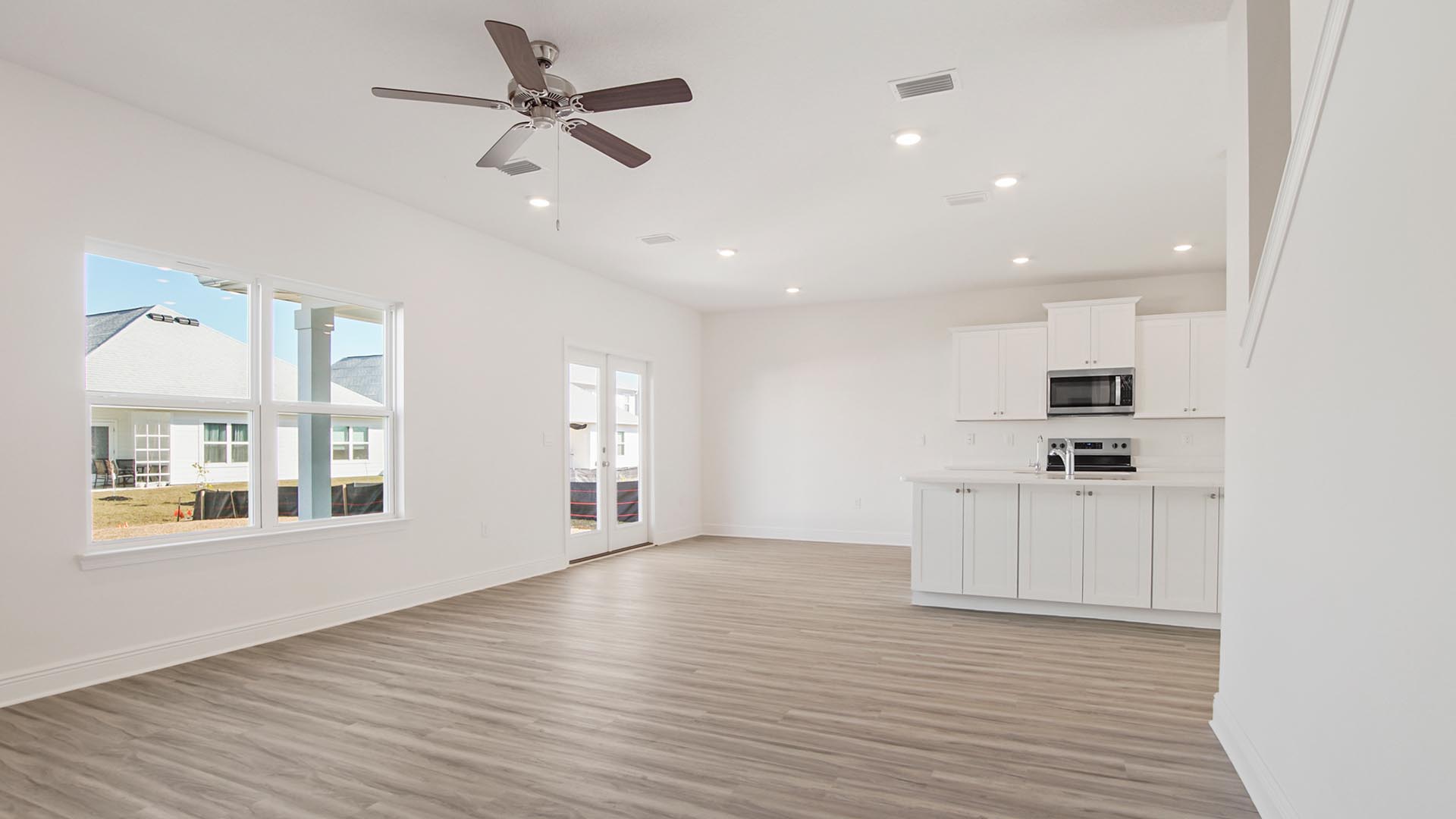 The spacious living area allows for the comfort of guests and family