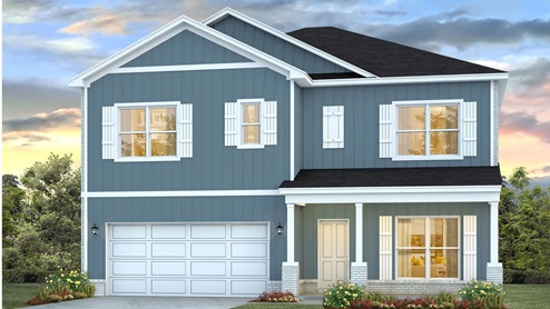 The Carol features two stories with five bedrooms and three full bathrooms with a two car garage