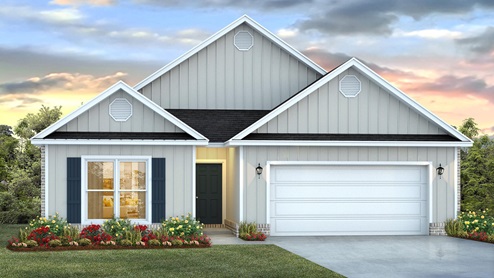 The Delray is a four bedroom two bathroom home with a two car garage