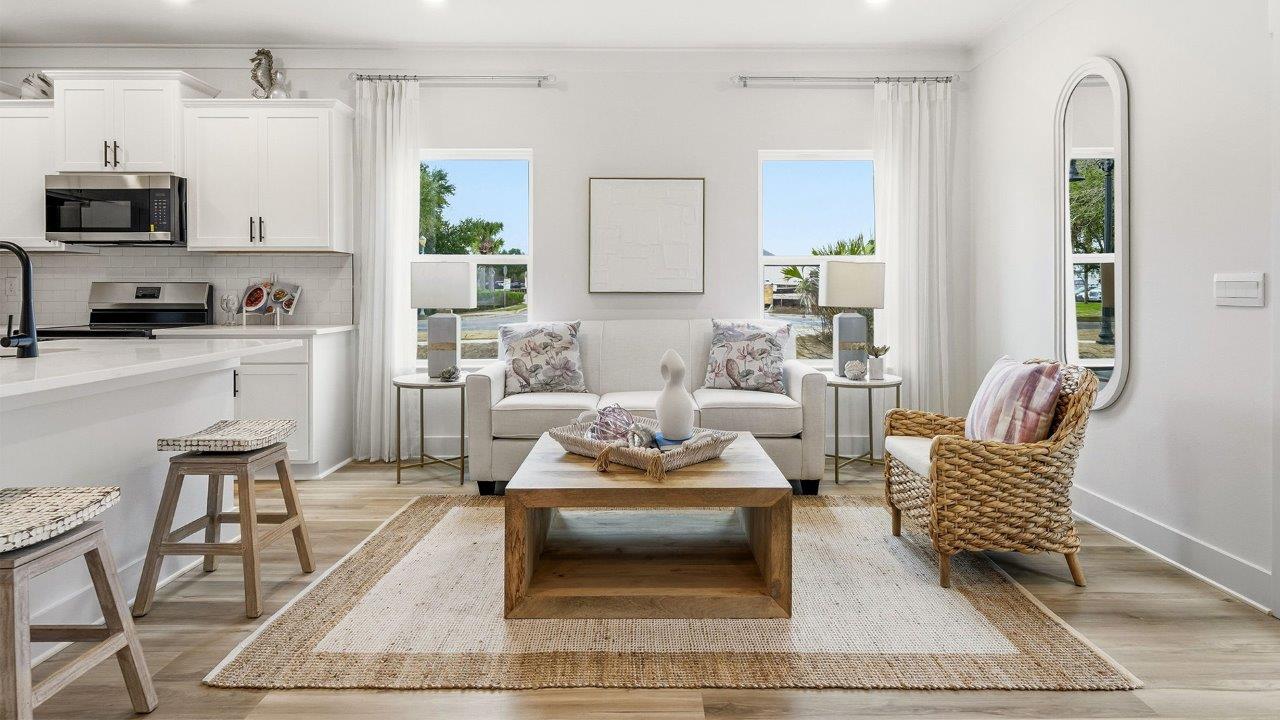 The living and dining areas are spacious