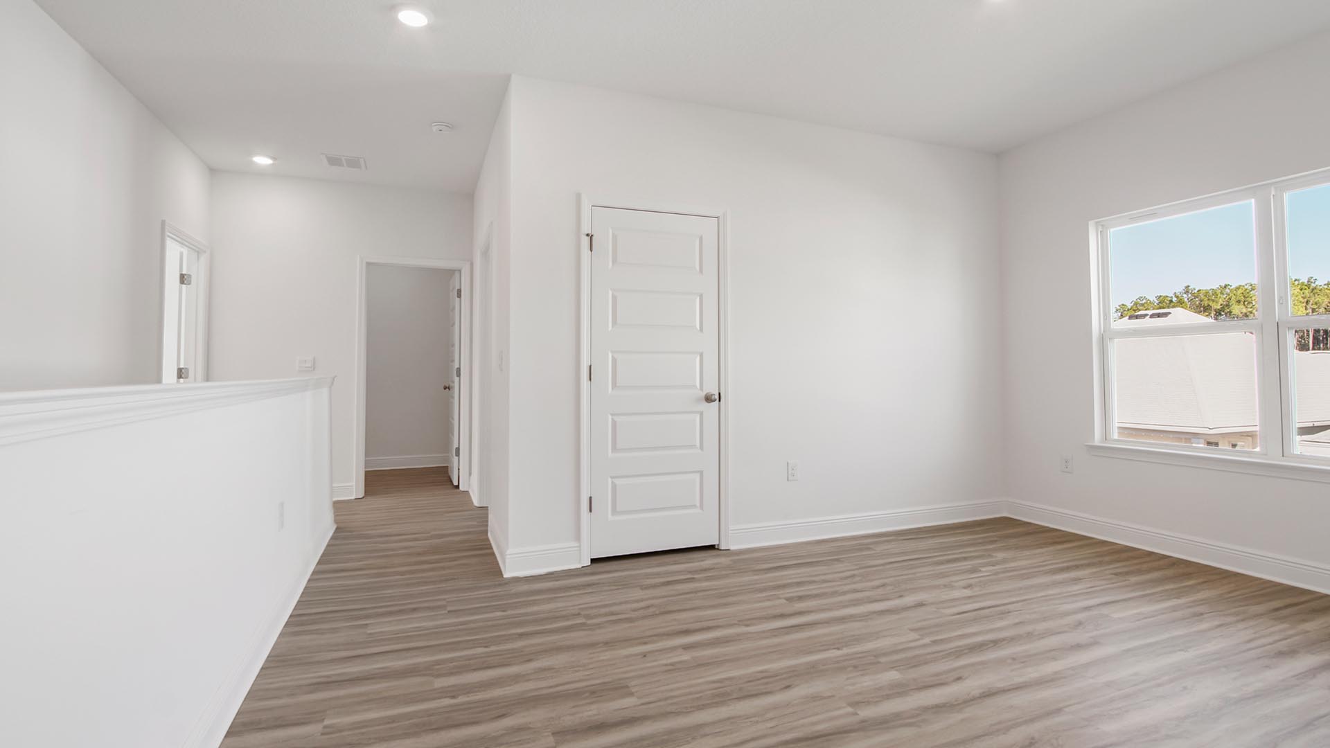 The second level living area could be used as a media room or study area